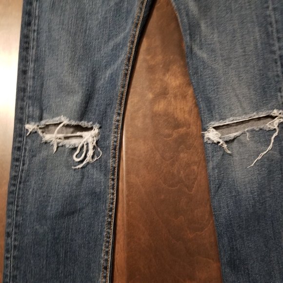 Rag & Bone 9" Skinny Distressed Blue Jeans - Picture 5 of 13